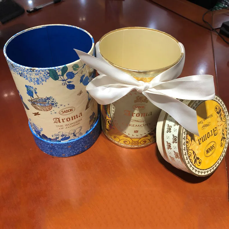 Custom Biodegradable Cylinder Food Paper Cardboard Tube Packaging Premium Paper Round Box With Ribbon