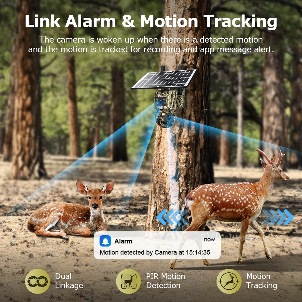 HD 6MP Dual Lens Camouflage 4G Solar Camera GSM Outdoor IP66 PTZ Wide Angel Hunting Trail Camera Motion Detect Hide CCTV Camera