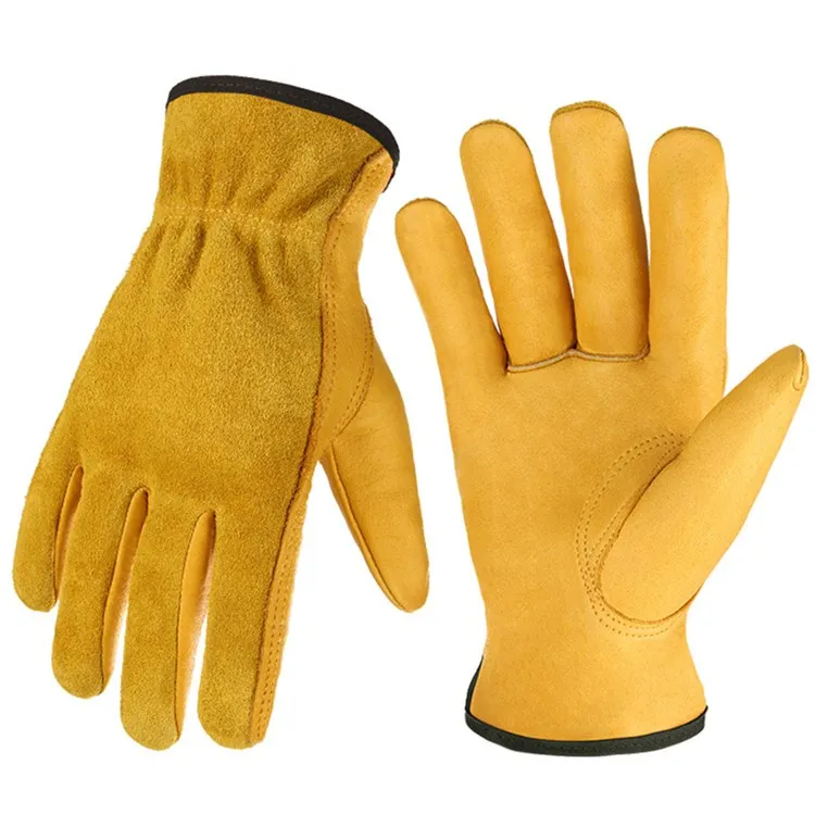 
EN388 4343 Cow Yellow Leather Safety Work Gloves for Working Men 
