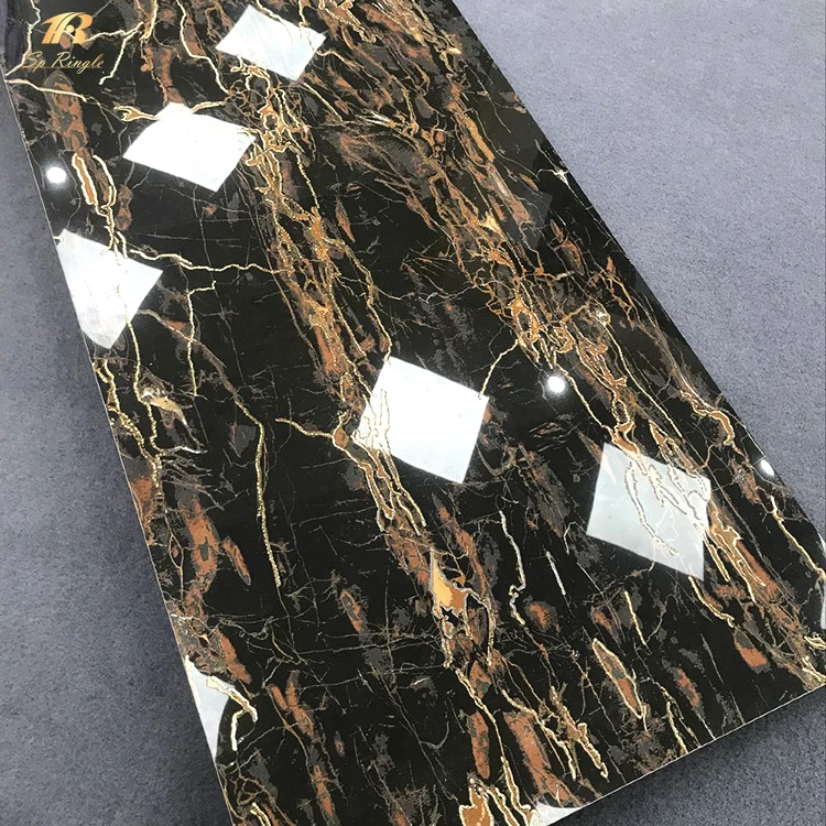 Springletile 30*60 Golden Ceramic Decorative wall tiles luxury Black And Gold Bathroom Wall Tiles