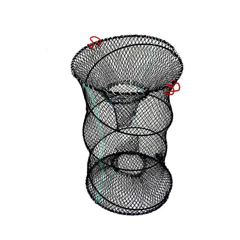 2024 Wholesale Spring Cage PE Nylon Net Folding Plastic Coated Fish Cage Shrimp Crab Lobster Trap