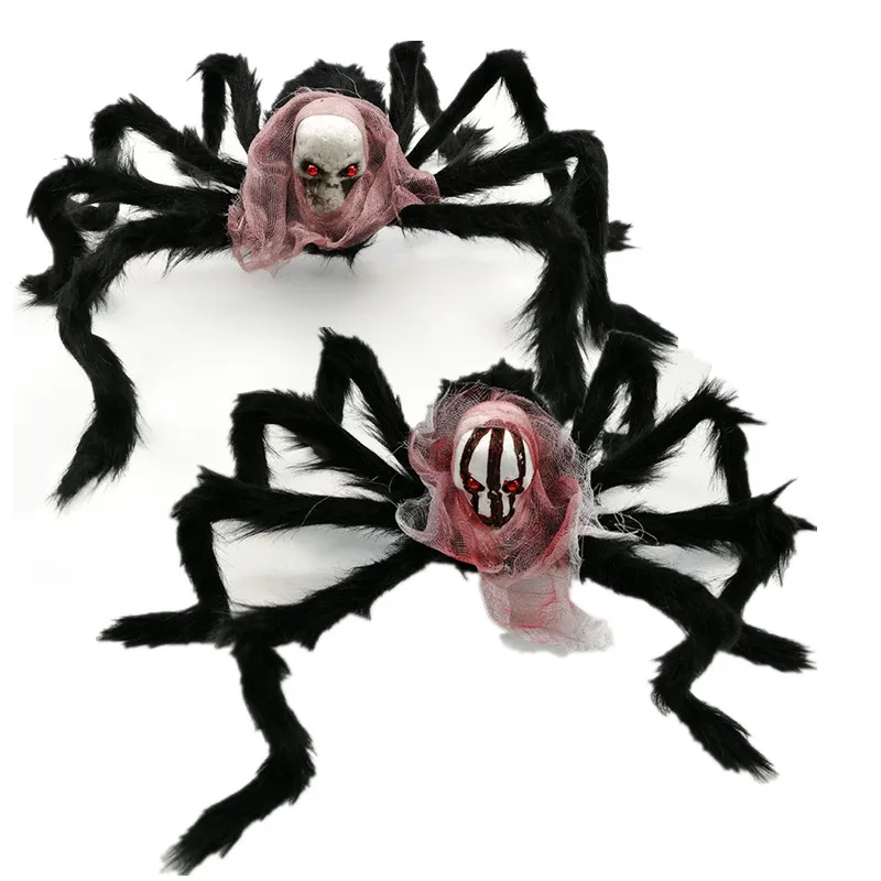 Horror Super big plush spider made of wire and black plush For Halloween Party Decoration Prop Kids Toys Haunted House Decor