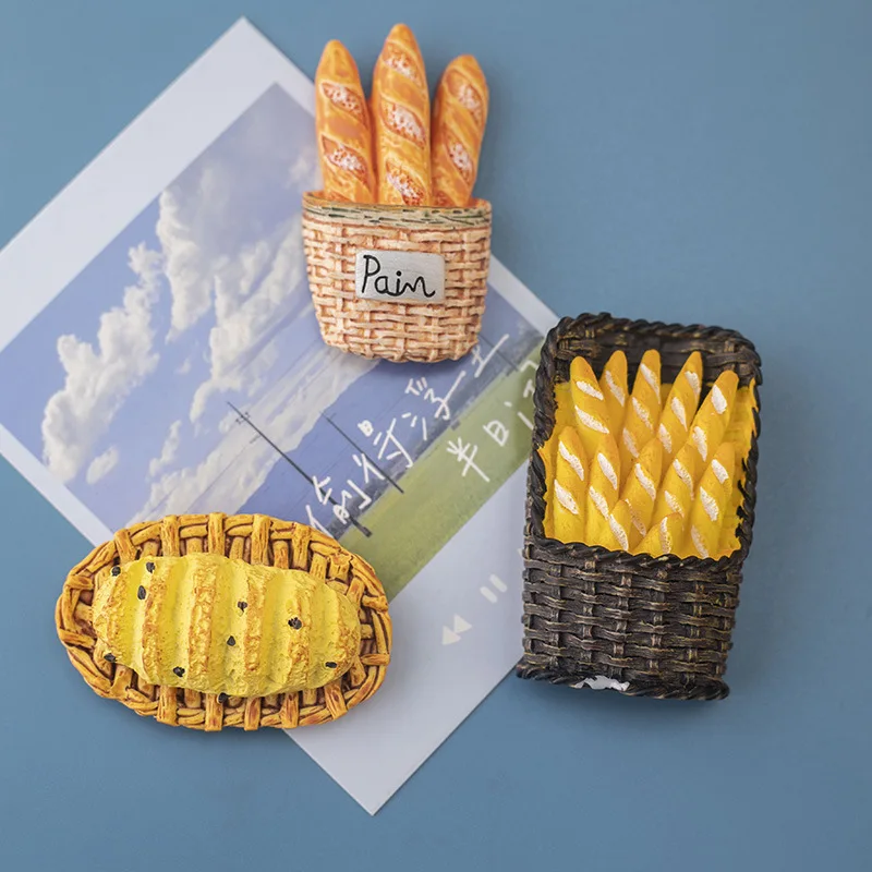 Creative Wholesale 3D Fridge Magnet Printed Kitchen Simulation Food Egg Bread Coffee Magnet Indicator Magnets