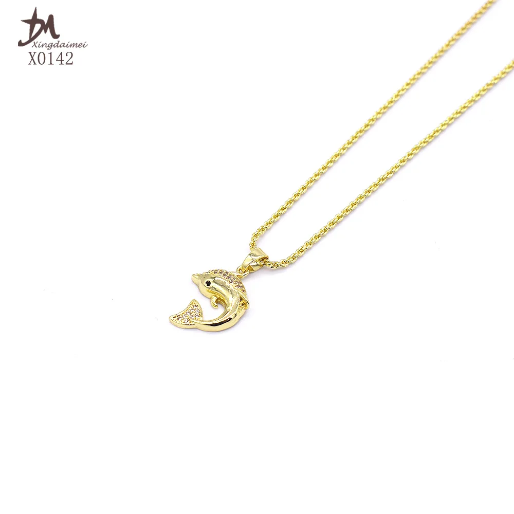 X0142 High quality zircon  pendant necklace Dolphin necklace