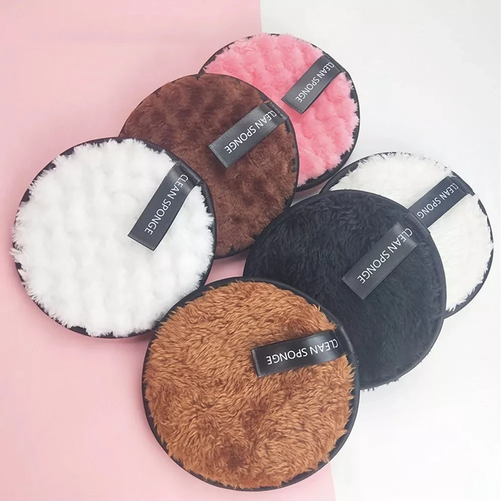 HMU Custom Makeup Remover Pad Facial Cleaning Round Puff Washable Face Microfiber Make Up Colorful Reusable Makeup Remover Pads