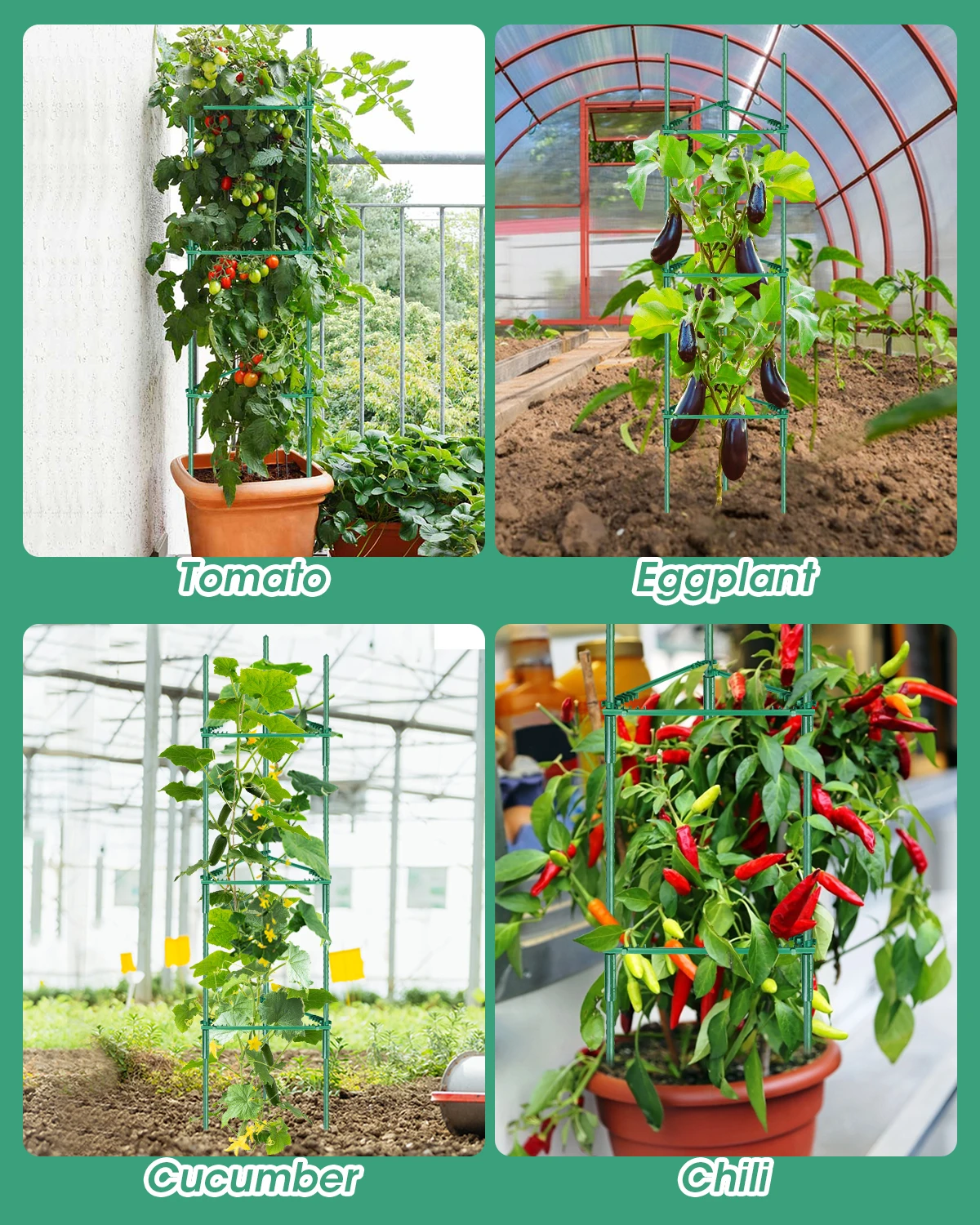 Adjustable DIY Triangular Garden Climbing Frame with 10 Clips and 1 Roll of Zip Ties for Plant Support