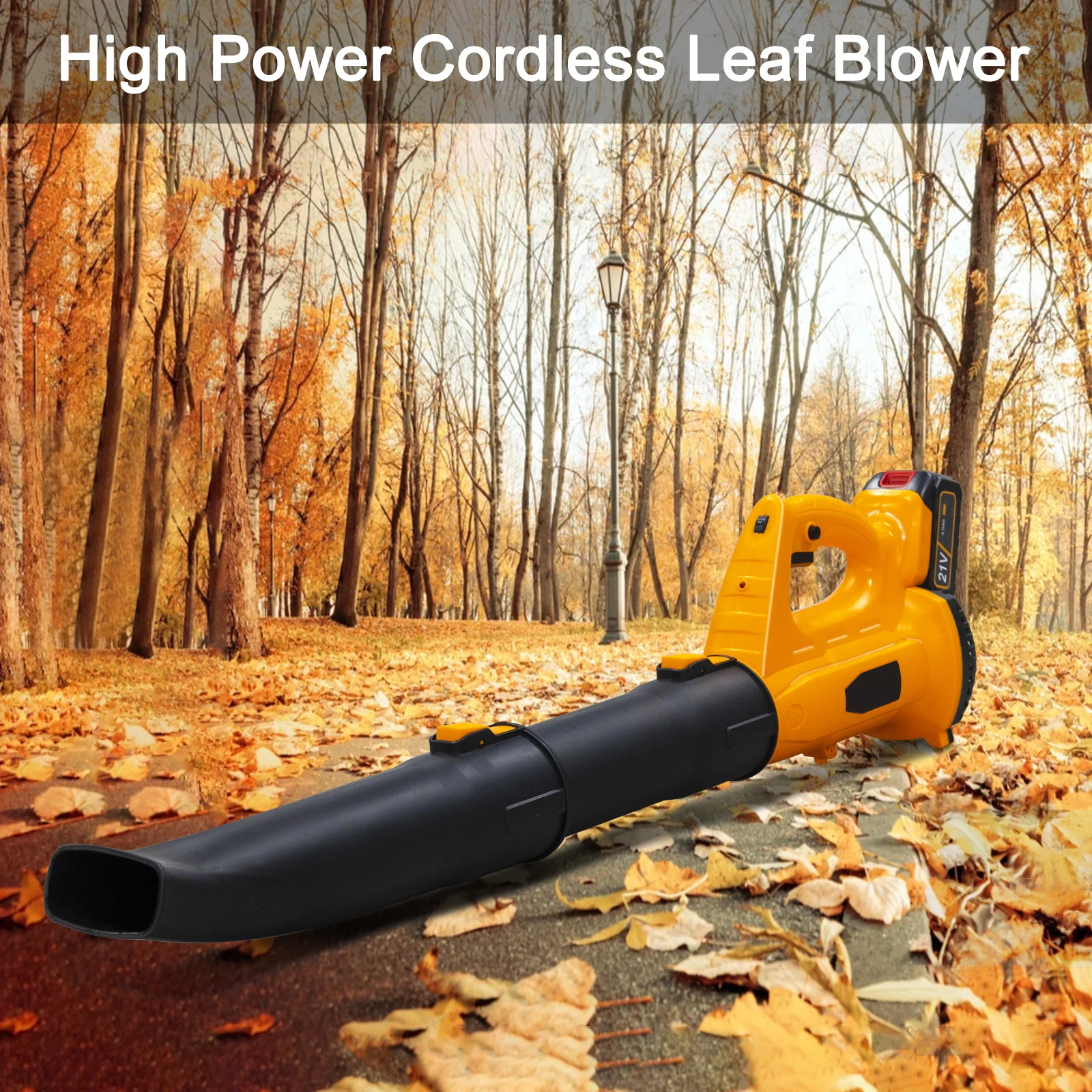 21V Leaf Blower Cordless with 4.0Ah Battery and Charger, 320 CFM 150 MPH 6-Speed 2 Tubes Electric Leaf Blower for Leaves
