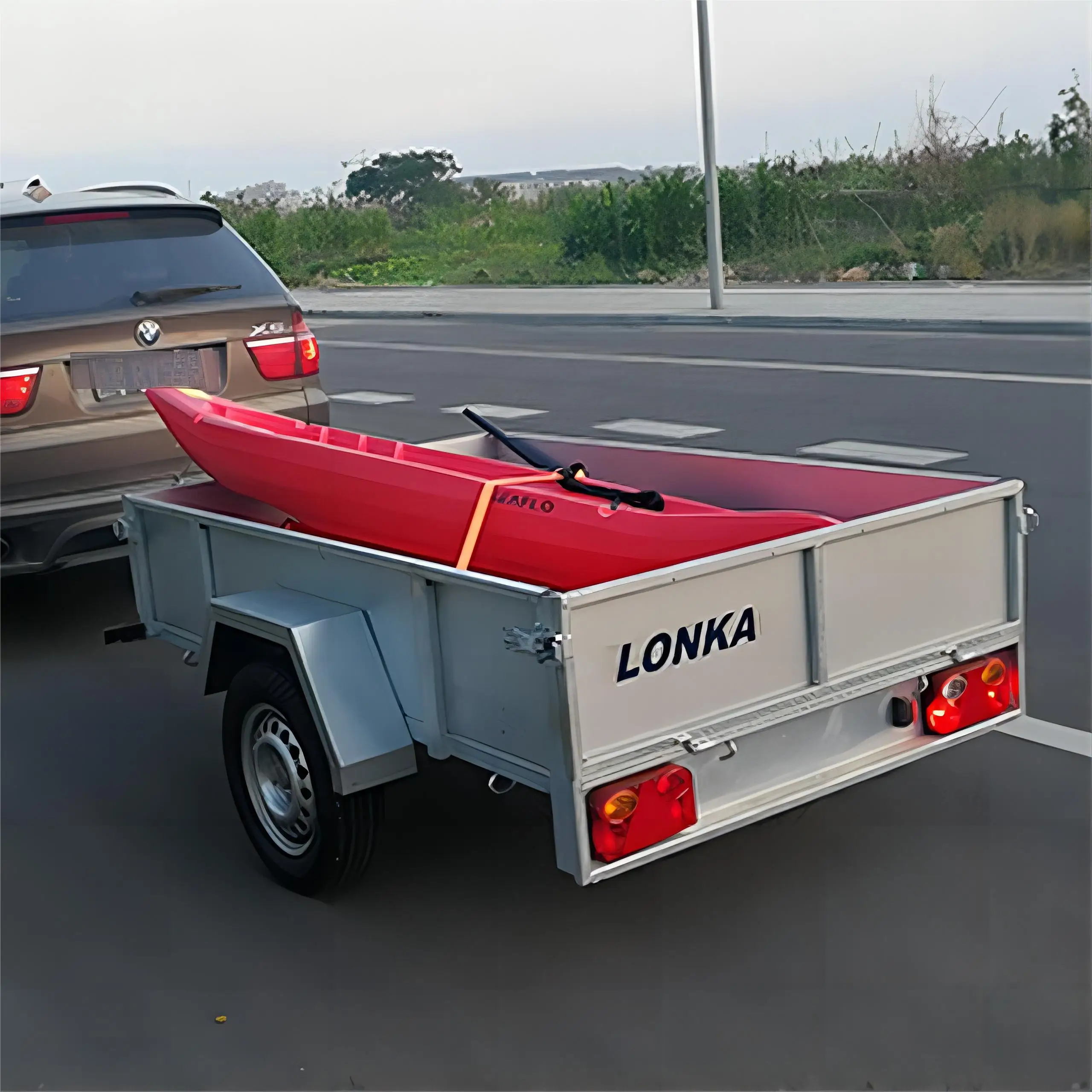 ATV Trailer with Removable Stake Sides and Ramp for Firewood