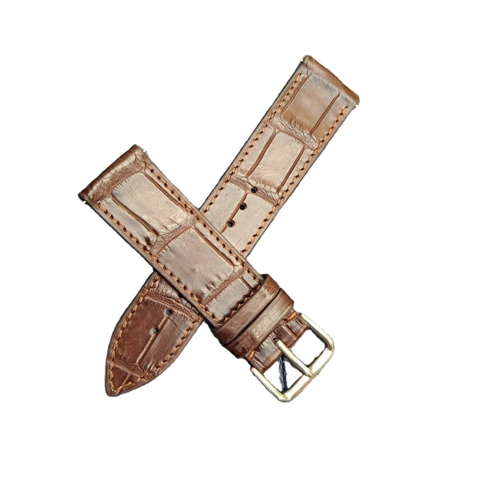 Customized 20mm Crocodile Leather Watch Strap Genuine Leather Band for Smartwatches Factory Price Size Range 18-22mm