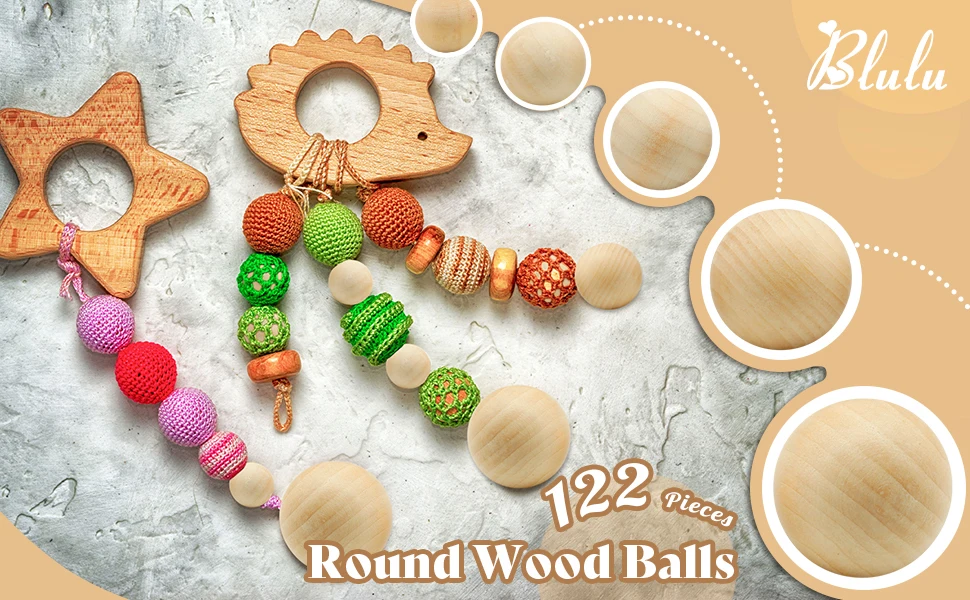 wooden balls round Round Unfinished Wooden Balls Natural Craft Balls for DIY Craft Projects Jewelry Making  5 Sizes