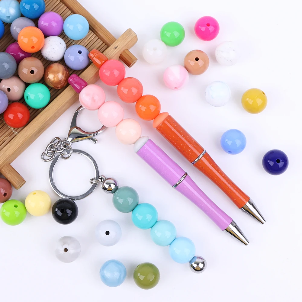 Manufacturer Bpa Free Food Grade Multicolor Soft Baby Teether Chain Beads Oem Liquid Silicone Bead For Bracelet Keychain Making