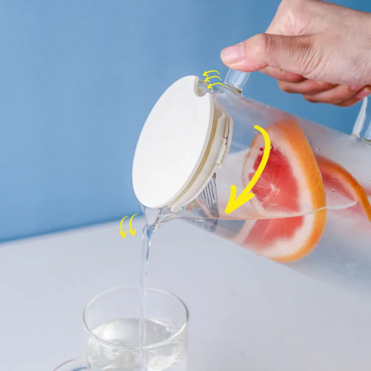 Popular Glass High Quality 1350ml 1800ml  Large Heat Resistant Glass Jug with Lid