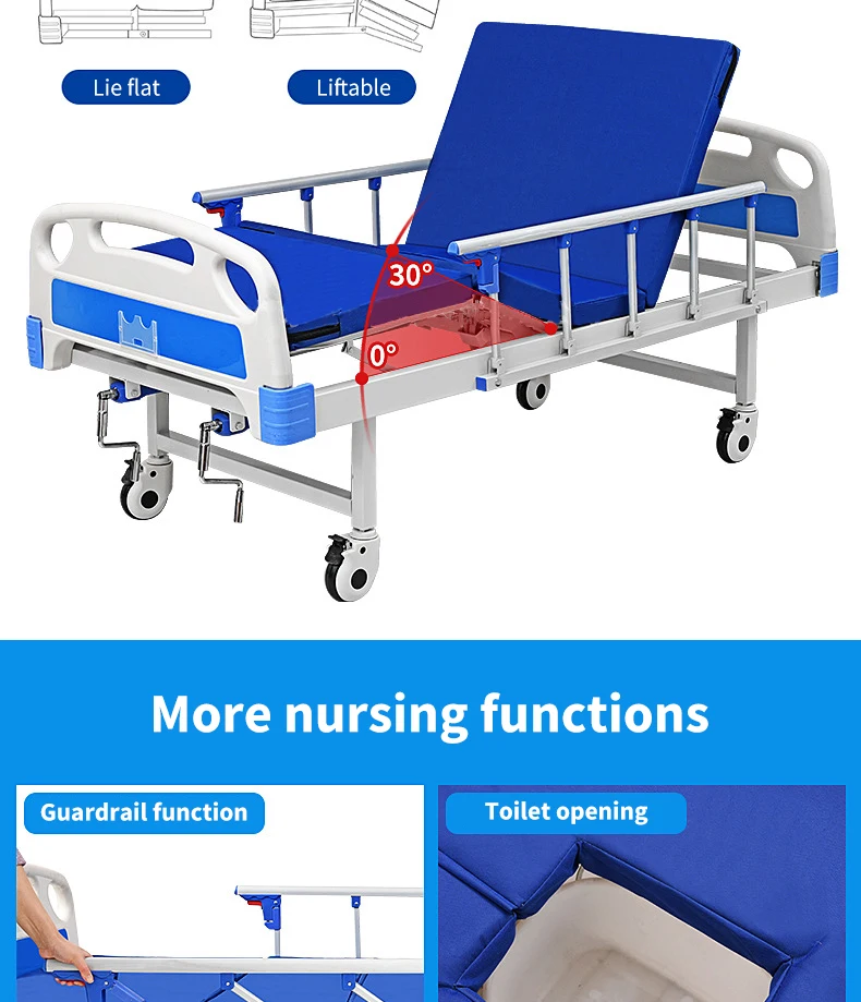Factory price medical double crank adjustable medical manual 2 crank manual ICU beds