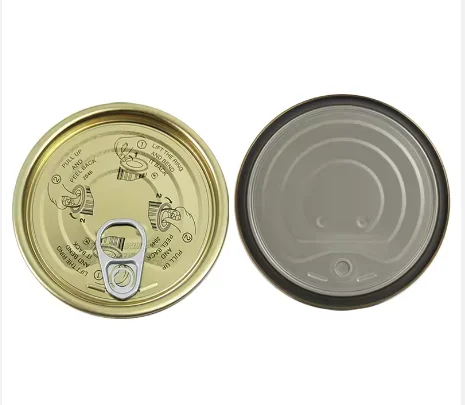 TFS Tin Free Steel 83.3mm 99mm #307 #401 EOE Easy Open Ends Lids with Golden Yellow Coating for Fish in Oil Meat Canned Food