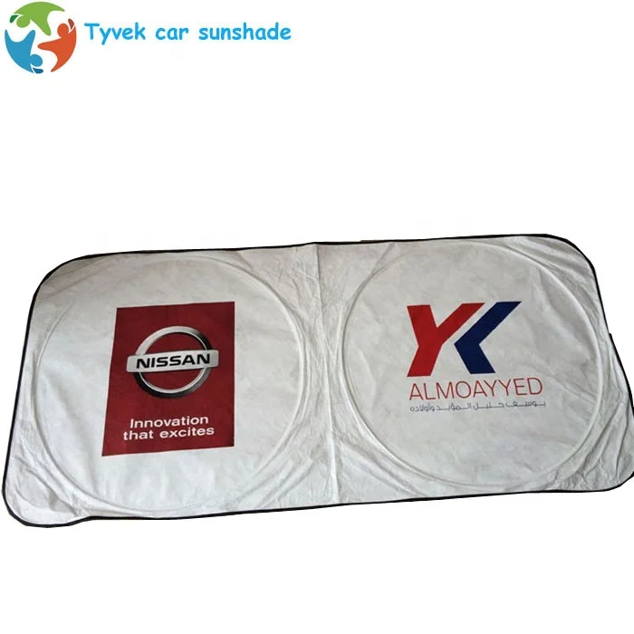 Personalized tyvek car windshield sunshade in white color
