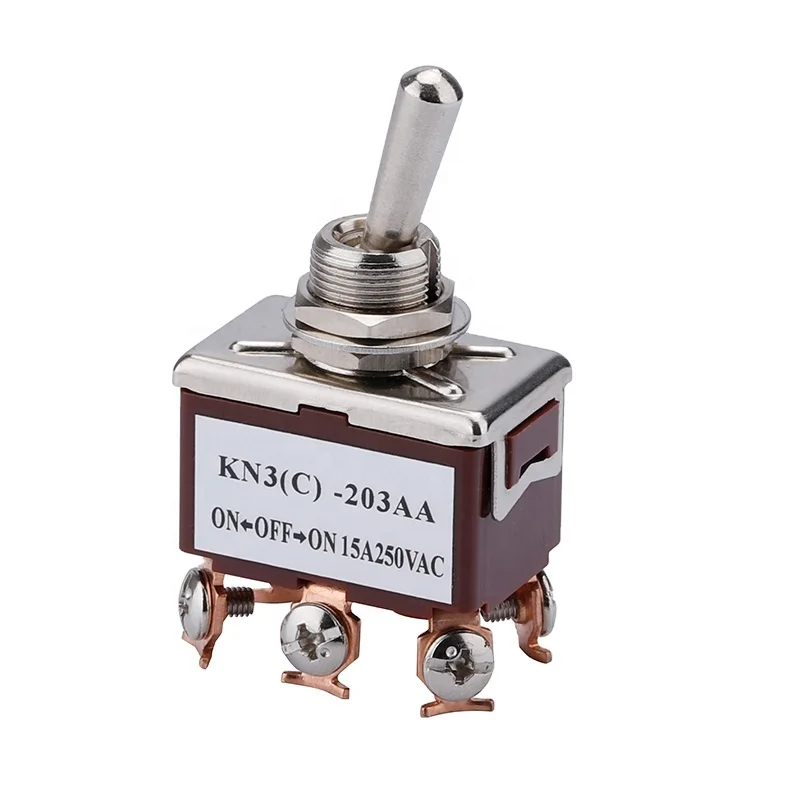 Good Price 12MM AC15A 250V DPDT Brown On Off On 6Pin Screw Terminal 3 Way Toggle Switch