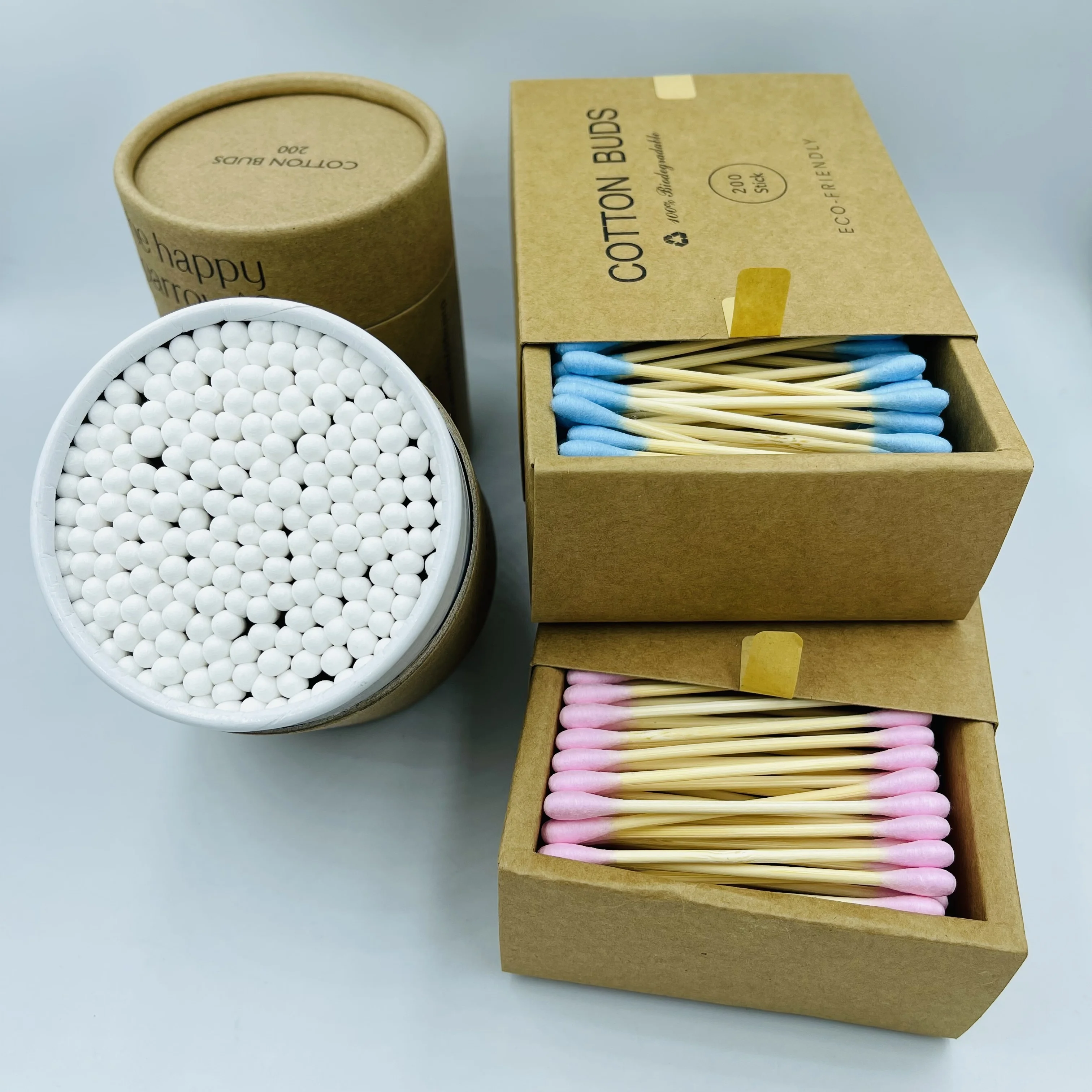 custom package organic cotton swab ear cleaning buds personal skin care makeup bamboo swabs