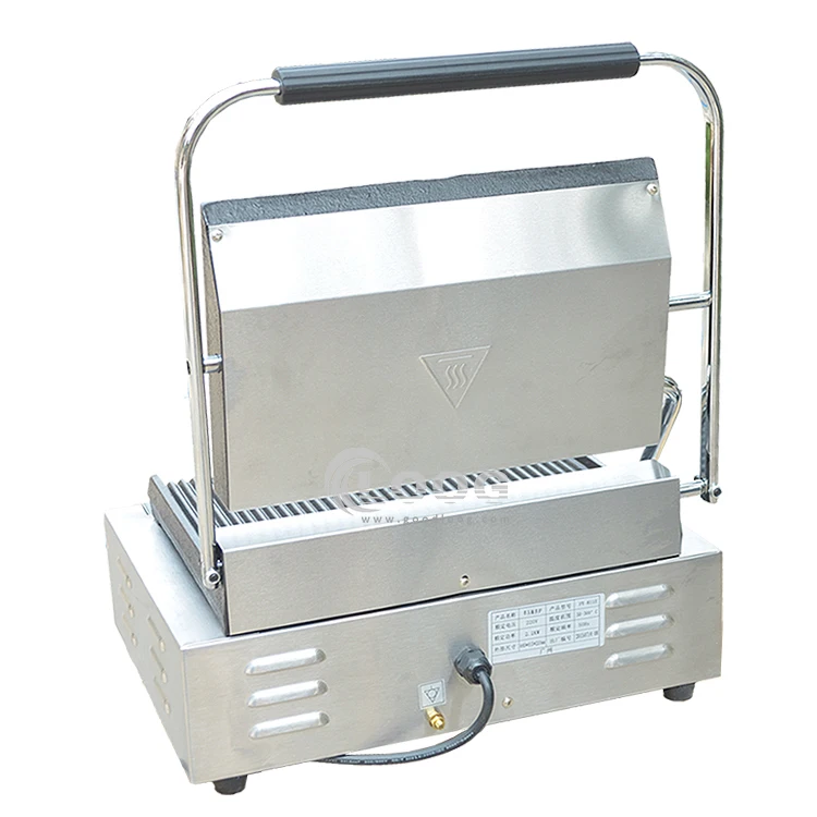 Commercial Sandwich Panini Press Grill Full Grooved Plate Electric Contact Grill Commercial Panini Press