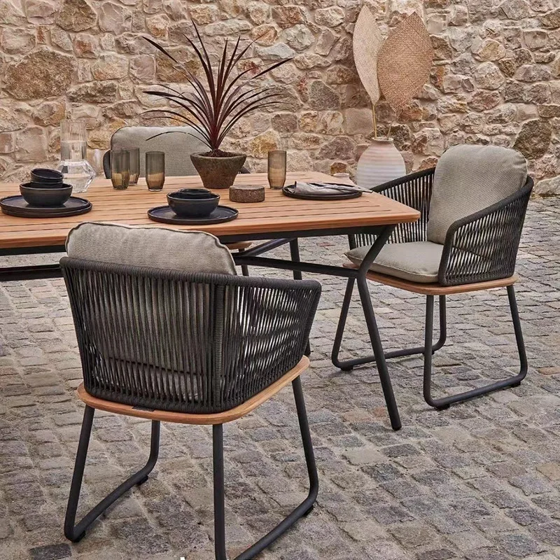 Nordic outdoor tables and chairs leisure waterproof rattan chair three-piece villa garden terrace simple dining furniture