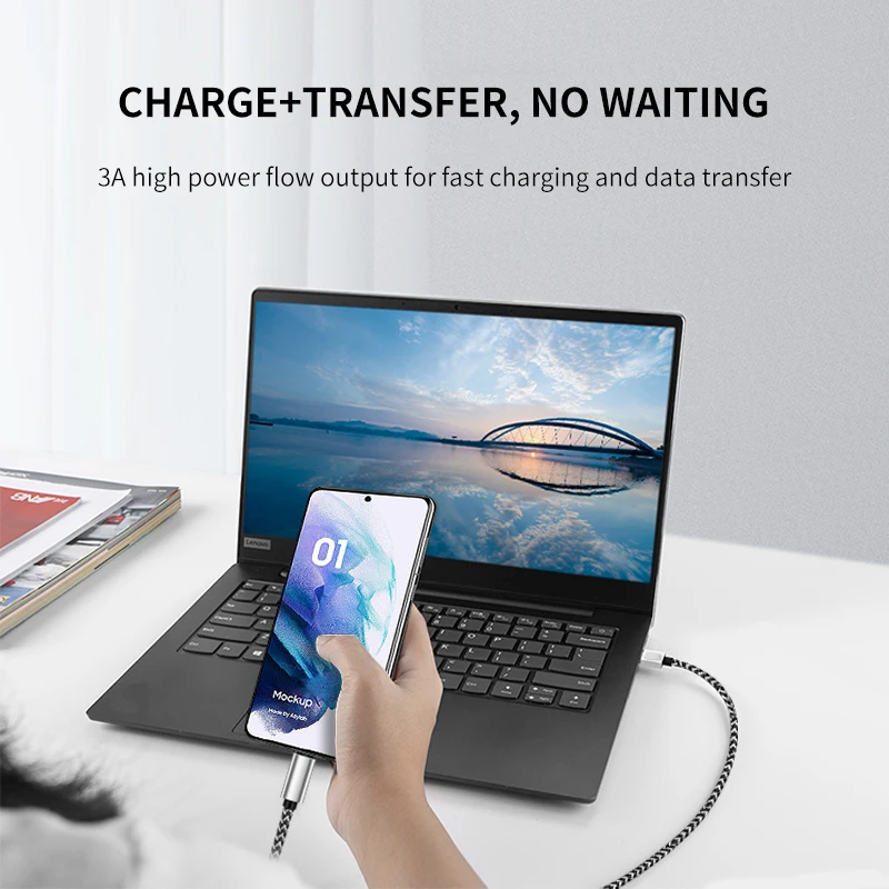 Wholesale charging cable nylon braided aluminum alloy usb cable mobile phone fast charging usb data cable type C