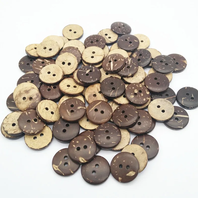 15mm 24L 2 holes regular natural coconut shell button for shirt, natural shirt button