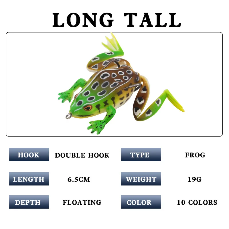 Jetshark Frog Lure for Bass Fishing Pocket Frog Lure 65mm Topwater Live Target Weedless Hooks for Trout Pike Fishing