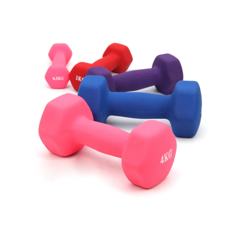 Best Selling Weightlifting Custom Logo Dumbbells Color PVC Coated Dumbbell 0.5KG 1-10KG