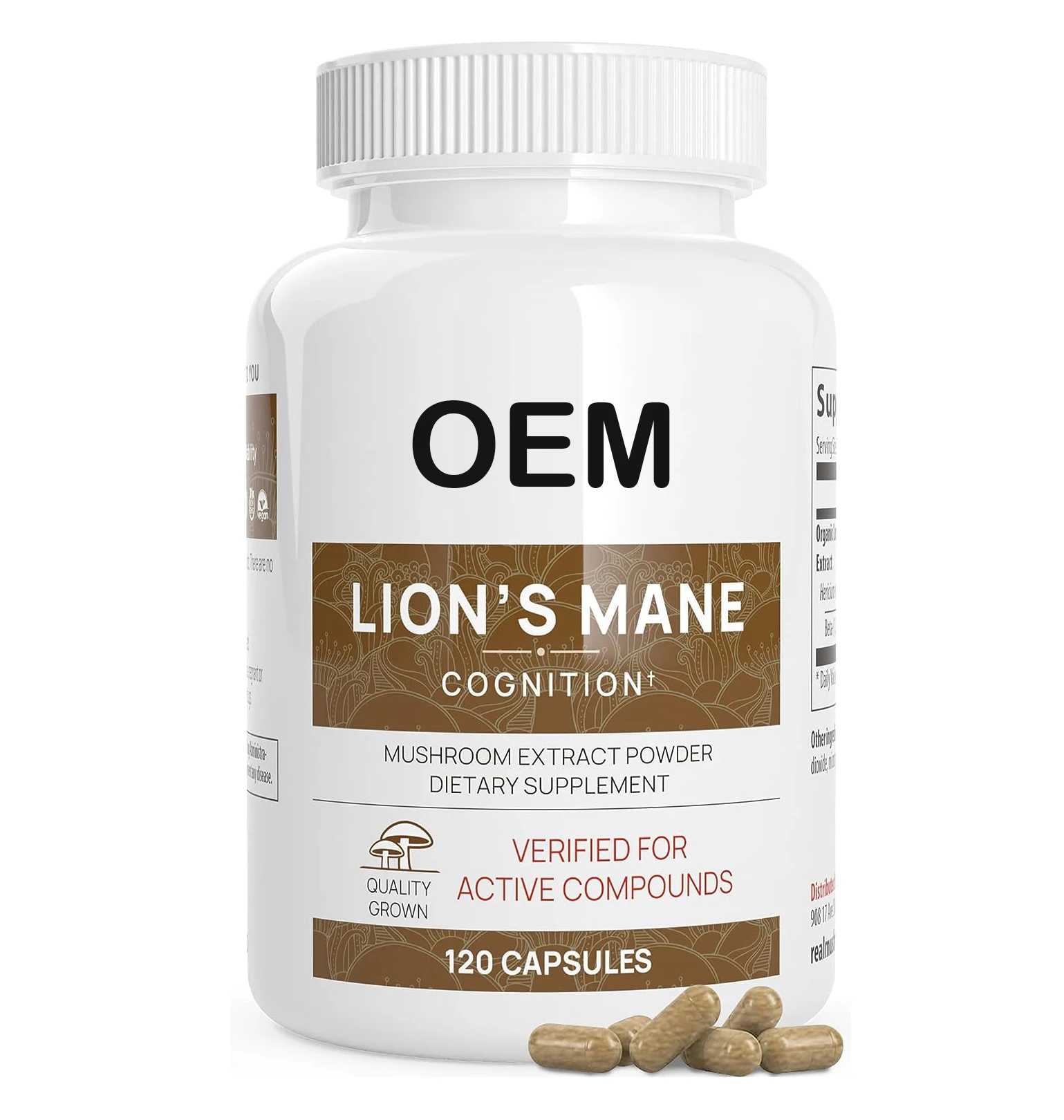 Private Label Mushroom Capsule Organic Extract Powder Mug Lions Mane Supplement