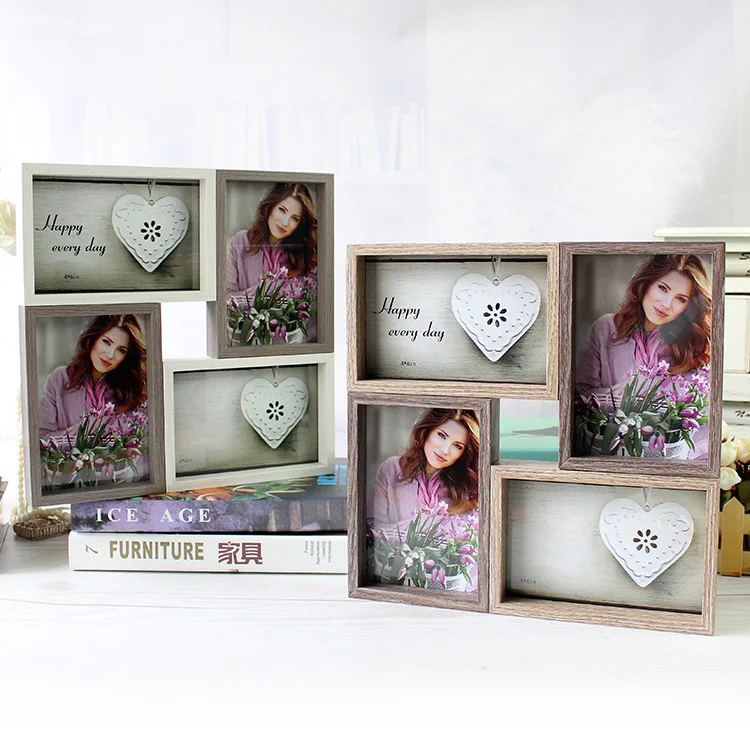 Wholesale Creative Combination 6 inch  Retro American Style Desktop Hanging Wall Splicing Photo Frame