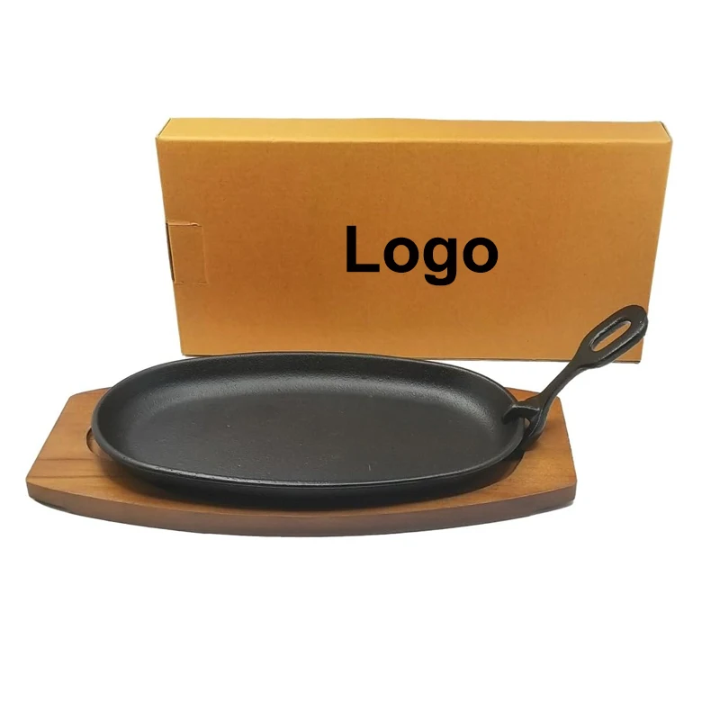 Non Stick Cast Iron Cookware Cast Iron Frying Pan Sizzling Plate with Handle