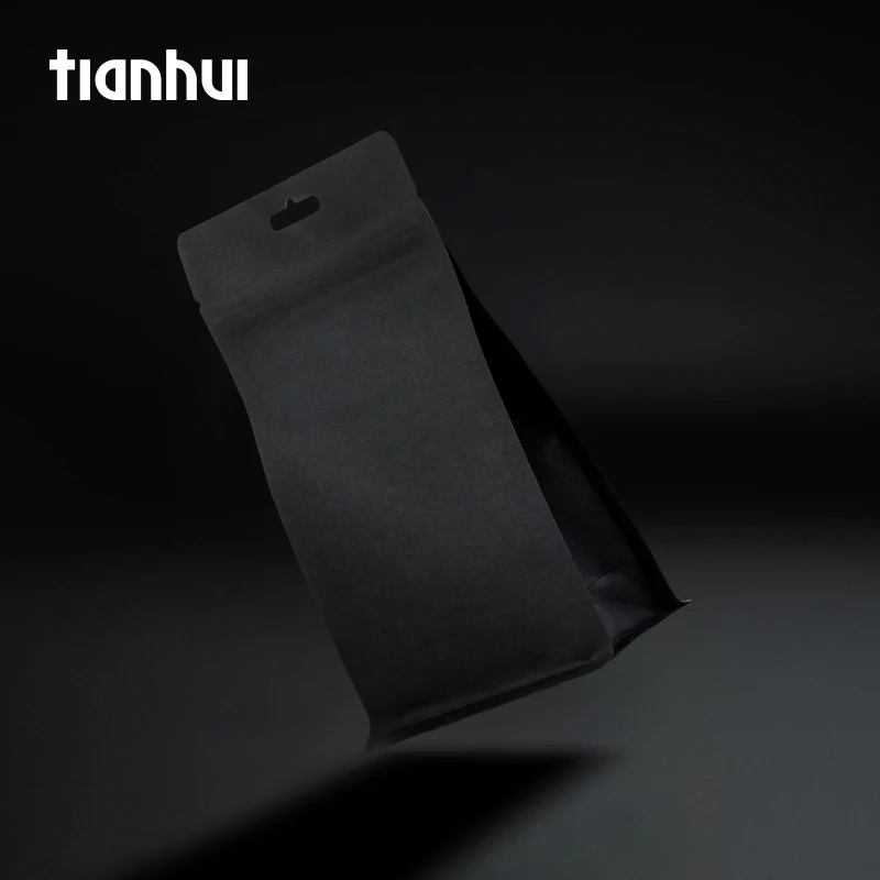 matte black bag ziplock valve kraft paper coffee tea bags