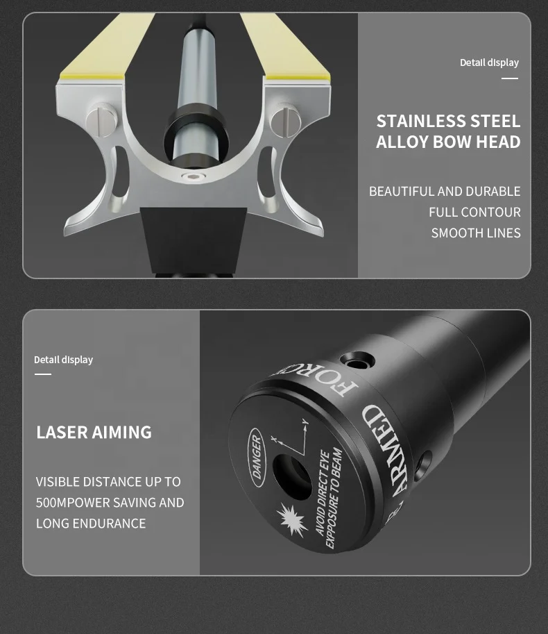 Straight Rod High Precision Telescopic High Power Red Laser Flat Rubber Band Stainless Steel Outdoor Hunting Catapult Slingshot