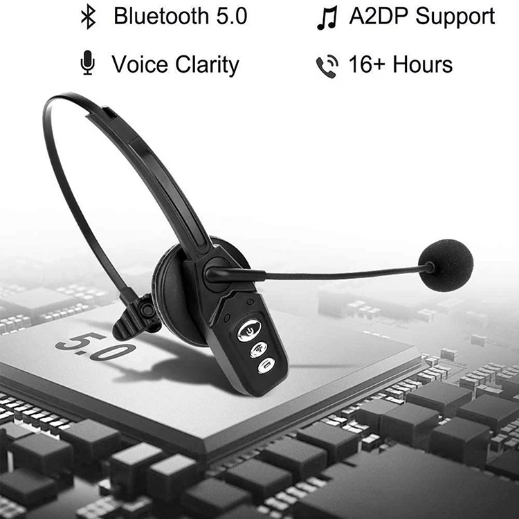 Wireless Business BT5.0 Call Center Headset with Noise Cancelling Mic