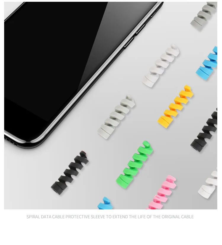 Dropshipping Spiral Data Cable Protective Silicone Cover Anti Fracture Sleeve Usb Cable Protector for Iphone Charger Cable