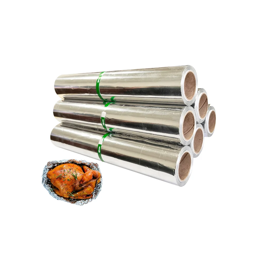 Customized 29 Cm 9 Micron Plastic Holder Food Grade Household Catering Aluminum Foil Roll For Chocolate Wrapping