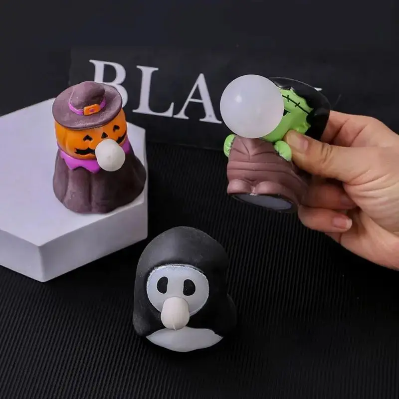 Huiye Halloween Anti Stress Relief Toys Blow Bubbles Animals Toys Lovely Halloween Vent Ball Sensory Fidget Toys For Kids Gifts