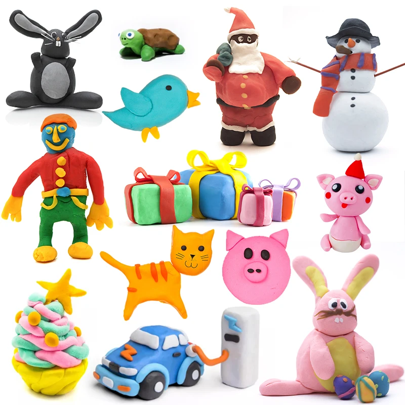 Play dough Plasticine Non-Toxic Eco-friendly air dry oven bake polymer modeling blocks sculpting clay kit Tools DIY For Kids