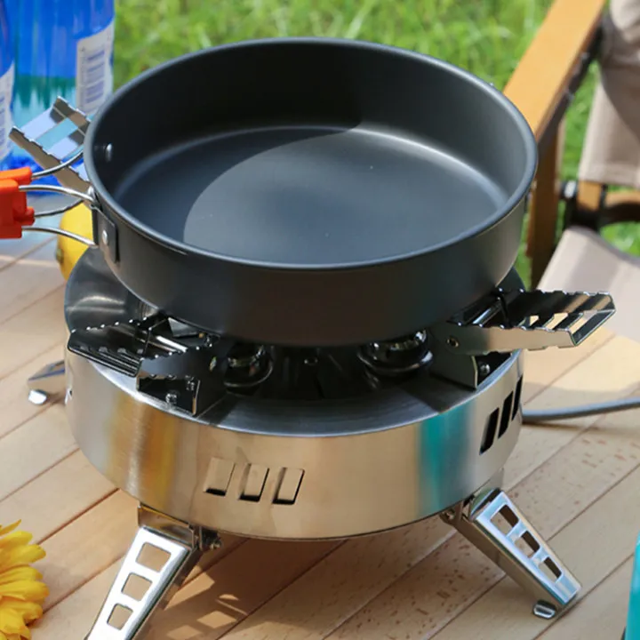 BBQ Backpacking Hiking Picnic Cookers Mini Burners Pan Flat Gas Tank Windproof Gas Portable Outdoor Camping Stove