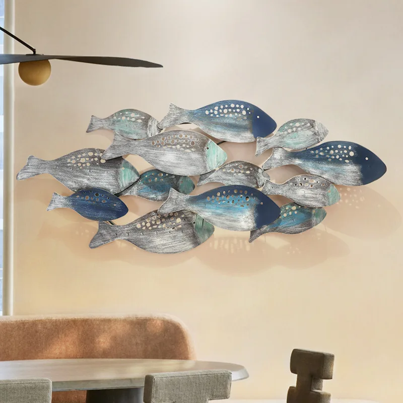 School of Fish Modern Metal Wall Art for home living room wall decoration interior designs