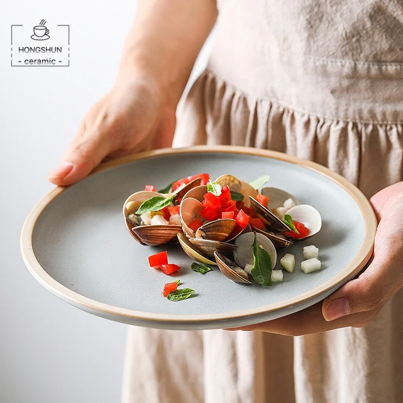 
Custom Ceramic Breakfast Plate Nordic Creative Simple Steak Plate Home Dish Plate 