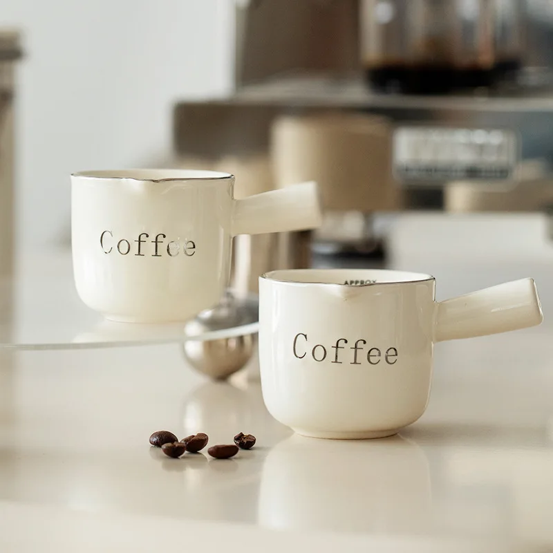 High-end Exquisite Ceramic Coffee Measuring Cup with Scale Extract Mug Small Milk Cup High Appearance Level Espresso Cup