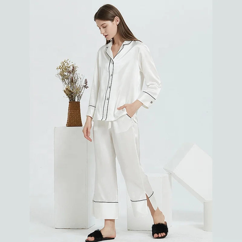 Anti-bacterial and moisture absorption friendly 100% 6A grade mulberry silk 19mm charmeuse satin homewear,sleepwear,pajamas set