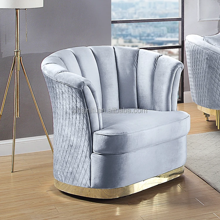 DongGuan Factory Chainiti Wholesaler Furniture Luxury Modern  Living room Sofa Set With Gold Stainless