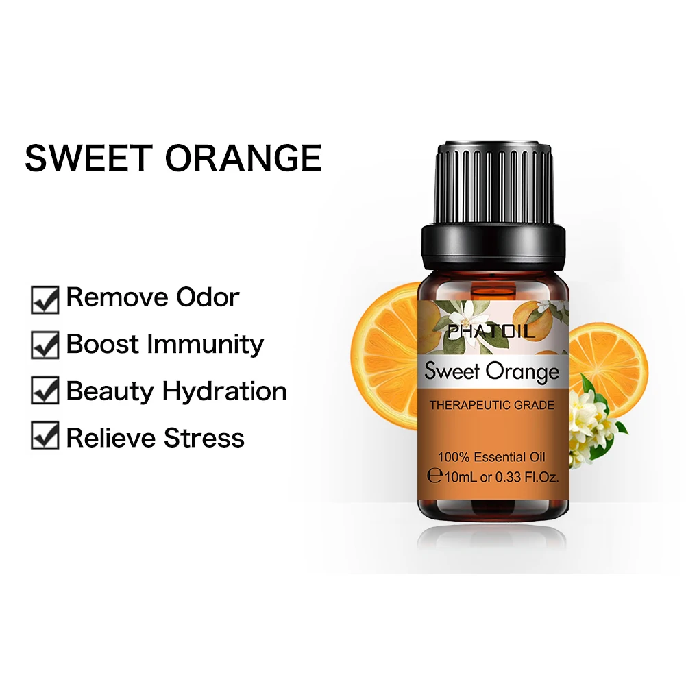 10ML Sweet Orange Essential Oil 100% Pure Natural Plant Essential Oil For Skin Care Aroma Diffusers