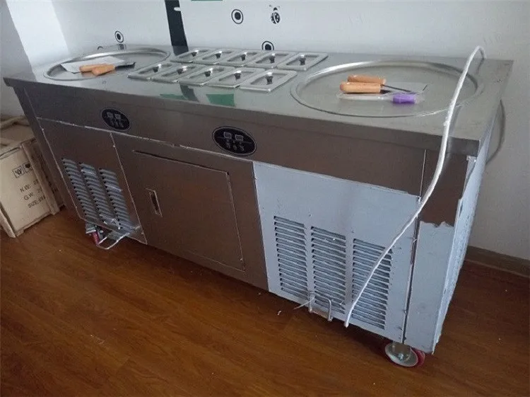 R410A компрессор 110 В/220 В, экспорт, двойная сковорода с 10 резервуарами, машина для приготовления мороженого