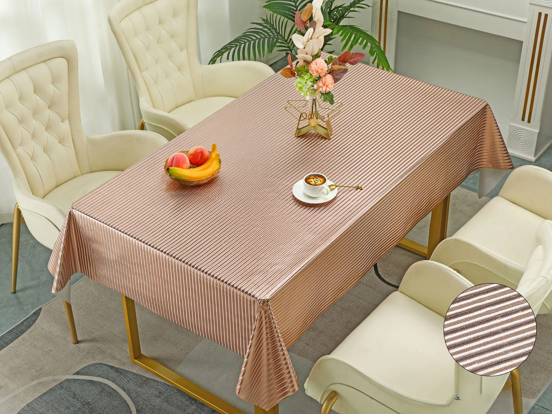 New Hot Product PVC Metalized Transfer full length rectangle waterproof party event table cloth