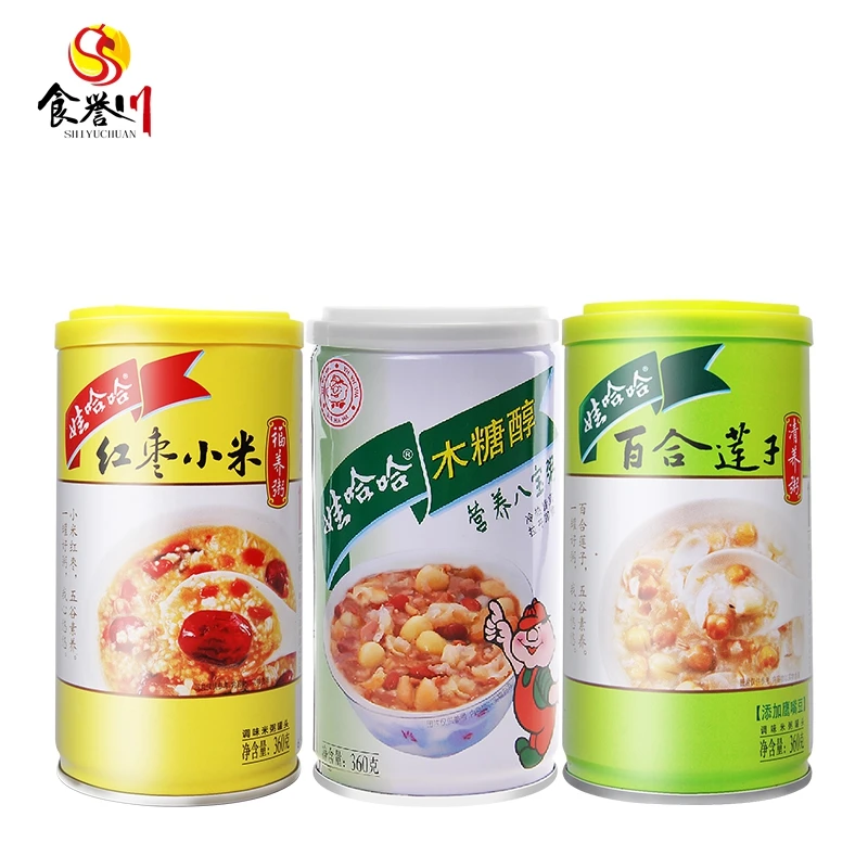 WAHAHA Xylitol, Red Date, Millet, Lily and Lotus Seed 360g*12 Cans FCL Breakfast Eight Treasure Porridge