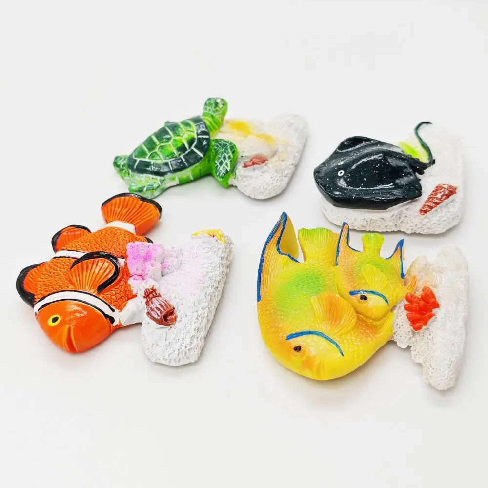 Custom Handmade Resin Fridge Magnets Creative souvenir Clownfish Turtle Manta Rays 3D Fridge Magnets