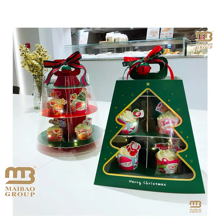 Wholesale Custom Printed Dessert Wedding 4 5 3 Tier Cupcake Display Paper Cake Stand With Logo And Handle