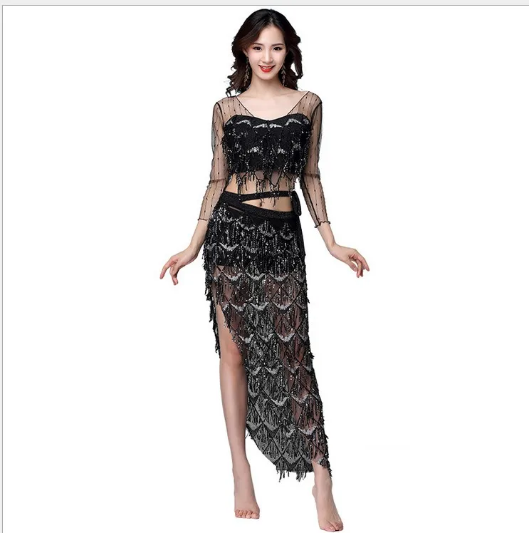 Sexy Egyptian Performance Tassel Suit Belly Dance Costume